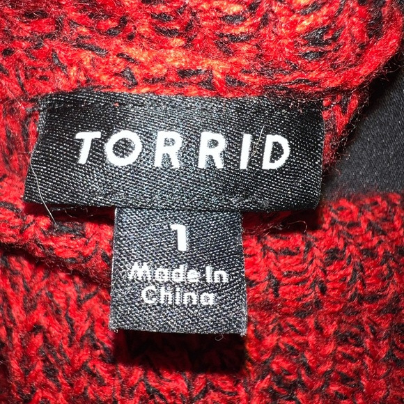 Torrid red heathered vneck sweater high low hemline slitted sides size 1 - Picture 3 of 3